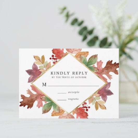 Cartons Réponse Rustic Automne quitte Mariage de automne (Debout devant)