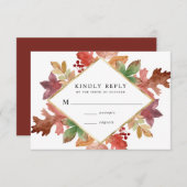 Cartons Réponse Rustic Automne quitte Mariage de automne (Devant / Derrière)