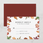 Cartons Réponse Rustic Automne quitte Mariage de automne (Devant / Derrière)