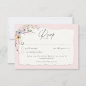 Cartons Réponse Rustic Blush Pink Romantic Wildflower Wedding QR (Devant)