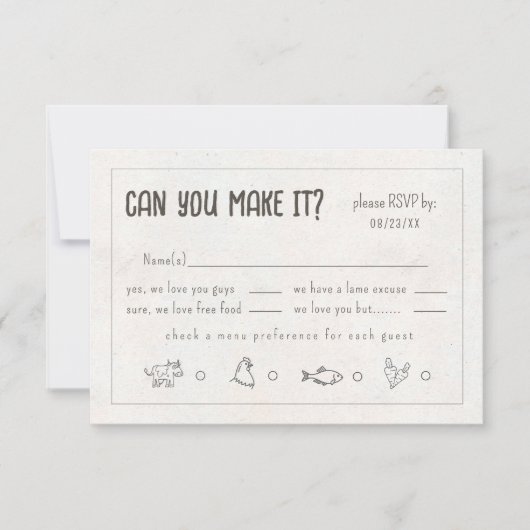 Cartons Réponse Rustic Boho Décontracté Funny Mariage ID1109 (Devant)