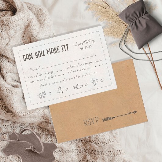 Cartons Réponse Rustic Boho Décontracté Funny Mariage ID1109