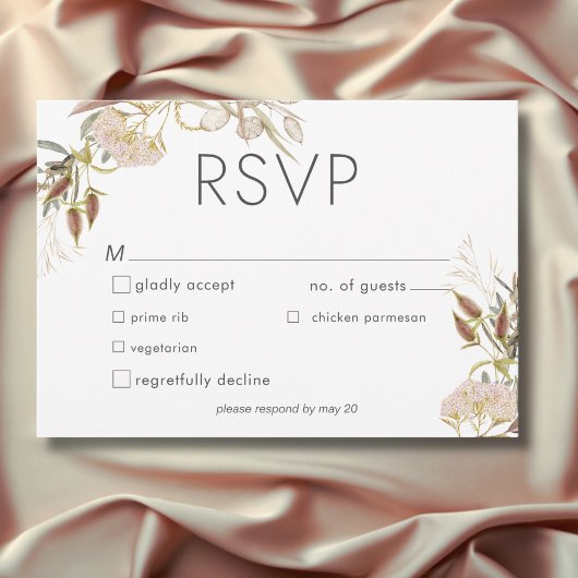 Cartons Réponse Rustic Boho Delicate Fall Wildflowers Wedding