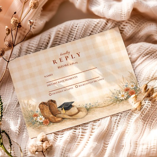 Cartons Réponse Rustic Boots Graduation Party