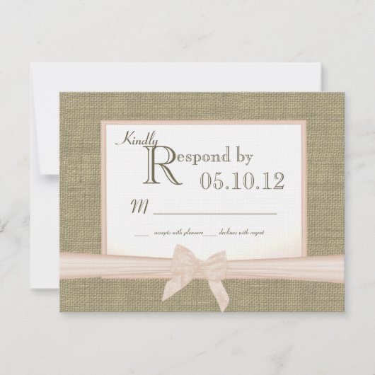 Cartons Réponse Rustic Bow et Burlap Mariage (Devant)