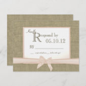 Cartons Réponse Rustic Bow et Burlap Mariage (Devant / Derrière)