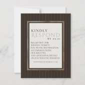 Cartons Réponse Rustic Brown Thin Stripe Pattern Wedding QR Code (Devant)