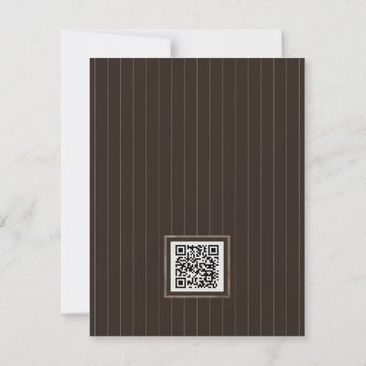 Cartons Réponse Rustic Brown Thin Stripe Pattern Wedding QR Code (Dos)