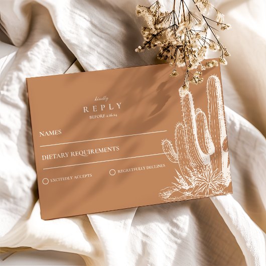 Cartons Réponse Rustic Cactus Mariage paysage du désert