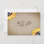 Cartons Réponse Rustic Chic Burlap et Mariage de tournesol de dent (Dos)