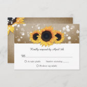Cartons Réponse Rustic Chic Burlap et Mariage de tournesol de dent (Devant / Derrière)