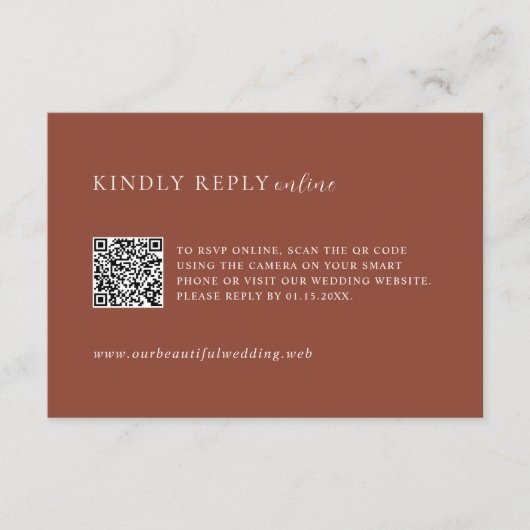Cartons Réponse Rustic Copper QR Code Editorial Modern Wedding (Devant)
