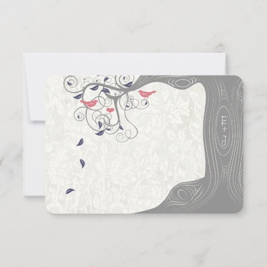 Cartons Réponse Rustic Country Chic Tree Swirl Inséparables Mariag (Dos)