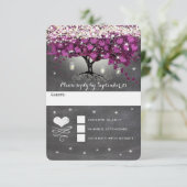 Cartons Réponse Rustic Country Luxe Purple Heart Mariage feuille (Debout devant)