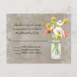 Cartons Réponse Rustic Country Mason Jar Bouquet Cracklls