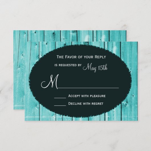 Cartons Réponse Rustic Country Turquoise Grange Noisette de mariag (Devant / Derrière)