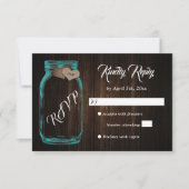 Cartons Réponse Rustic Country Wood Heart Mason Jar Wedding Weddin (Devant)