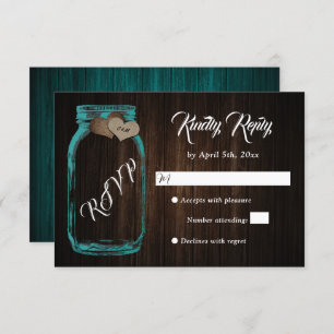 Cartons Réponse Rustic Country Wood Heart Mason Jar Wedding Weddin