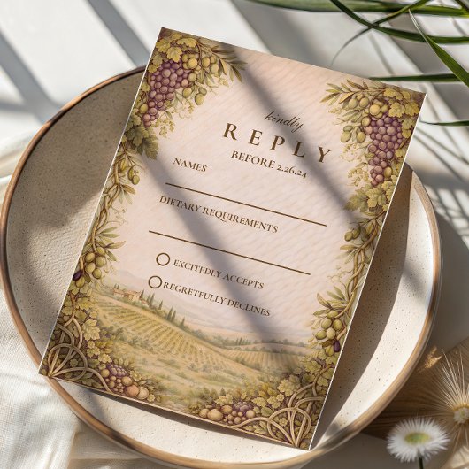 Cartons Réponse Rustic Countryside Vineyard Wedding