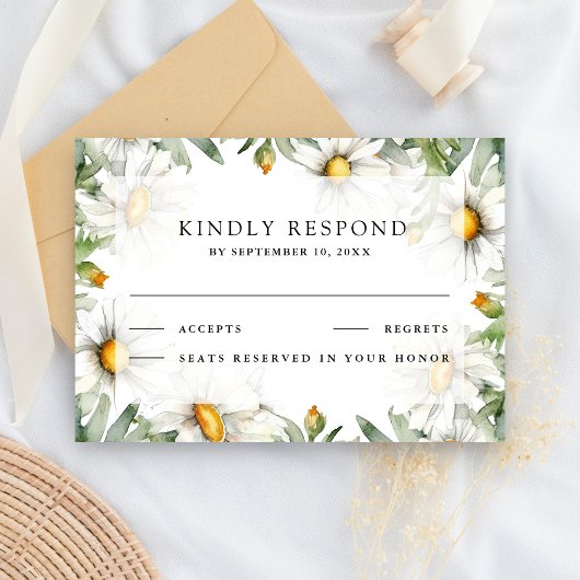 Cartons Réponse Rustic Daisies Floral Wedding