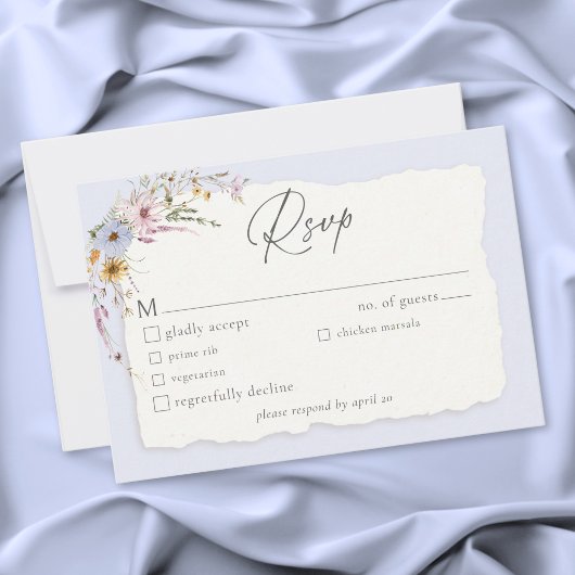 Cartons Réponse Rustic Dusty Blue Romantic Wildflower Wedding