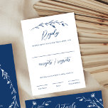 Cartons Réponse Rustic Elegant Fleur sauvage bleu marine Mariage<br><div class="desc">Cette belle carte de réponse mariage rustique dispose d'un arrière - plan blanc classique avec un motif fleur sauvage dessiné à la main et une typographie élégante en bleu marine. C'est le design parfait pour un mariage rustique mais élégant et se coordonne parfaitement avec notre suite Fleur sauvage rustique... voir...</div>