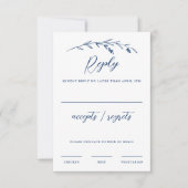 Cartons Réponse Rustic Elegant Fleur sauvage bleu marine Mariage (Devant)