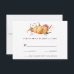 Cartons Réponse Rustic Fall Gold Floral Citrouille Mariage<br><div class="desc">Cette carte de mariage RSVP présente des fleurs d'aquarelle rustique et des citrouilles en orange brûlé,  or,  terre cuite,  bordeaux,  broussailleux avec l'herbe pampa beige et marron. Pour une personnalisation plus avancée de cette conception,  cliquez sur le lien "customiser plus loin". Des articles correspondants sont également disponibles.</div>