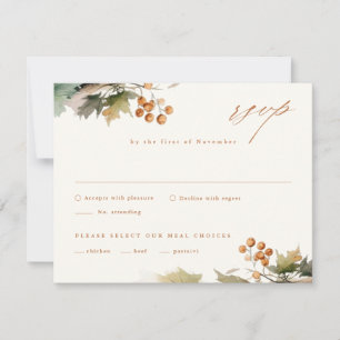 Cartons Réponse Rustic Fall Greenery Feuille Foliage Mariage