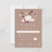 Cartons Réponse Rustic Fall Taupe Floral Citrouille Mariage (Devant)