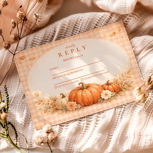 Cartons Réponse Rustic Gingham Pumpkin Fall Graduation