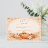 Cartons Réponse Rustic Gingham Pumpkin Fall Graduation (Debout devant)