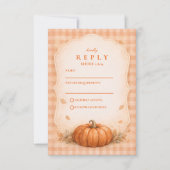 Cartons Réponse Rustic Gingham Pumpkin Fall Wedding (Devant)