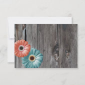 Cartons Réponse Rustic Grange Wood Daisy Coral and Aqua Répondre (Dos)