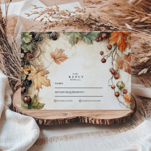 Cartons Réponse Rustic Grapevine Mariage d'automne