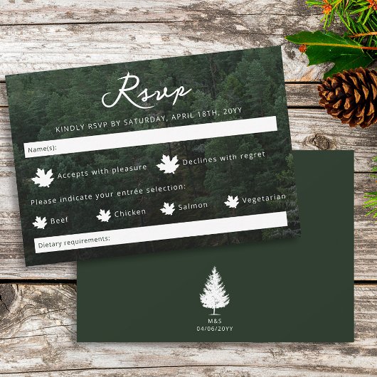 Cartons Réponse Rustic Green Forest Photo Arrière - plan Mariage