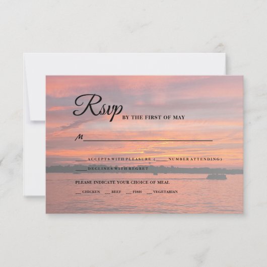 Cartons Réponse Rustic Lake Sunset Lakeside Mariage (Devant)