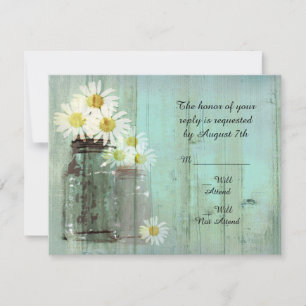 Cartons Réponse Rustic Mason Jar Et Daisy Mariage R.S.V.P