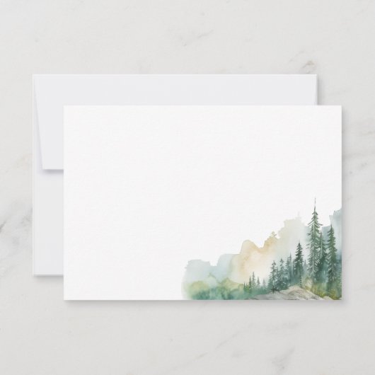 Cartons Réponse Rustic Mountain Lake Scene Aquarelle Code QR (Dos)