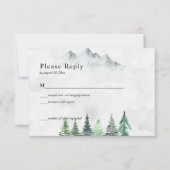 Cartons Réponse Rustic Mountains & Forest Watercolor Mariage (Devant)
