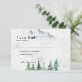 Cartons Réponse Rustic Mountains & Forest Watercolor Mariage (Debout devant)