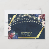 Cartons Réponse Rustic Navy Blue Gold String Mariage (Dos)