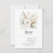 Cartons Réponse Rustic Pampas Grass White Floral Bohemian Wedding (Devant)