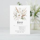 Cartons Réponse Rustic Pampas Grass White Floral Bohemian Wedding (Debout devant)