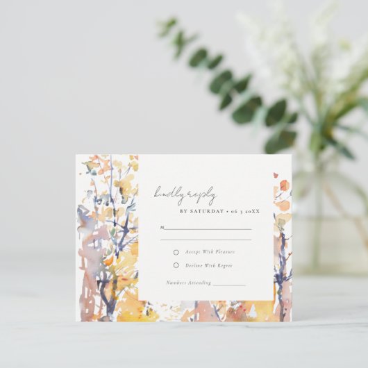 Cartons Réponse Rustic Pastel Automne Mariage Paysage d'automne (Debout devant)