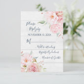 Cartons Réponse Rustic Pink Floral Spring Wedding Response Card (Debout devant)