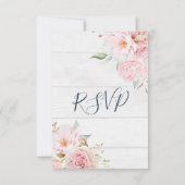Cartons Réponse Rustic Pink Floral Spring Wedding Response Card (Dos)