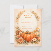 Cartons Réponse Rustic Pumpkin Floral Fall Wedding (Devant)