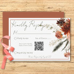 Cartons Réponse Rustic Terracotta Rust Flowers Mariage QR Code<br><div class="desc">Cette carte RSVP moderne mais rustique avec un code QR design dispose d'un bouquet latéral de rouille pêche, de terre cuite, de fleurs brunes et blanches. L'arrière - plan est blanc avec un cadre fin en terre cuite; le dos est une terre cuite molle. Ce design fait partie de la...</div>