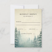 Cartons Réponse Rustic Watercolor Pine Forest Mariage d'hiver (Devant)